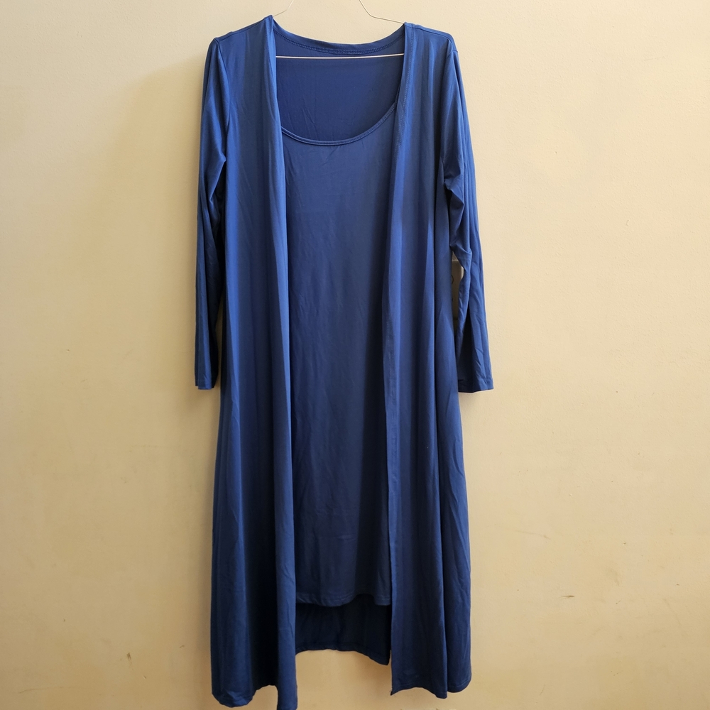 Blue Spaghetti Straps Dress and Duster Set Size XL